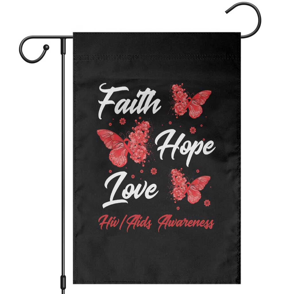 Faith Hope Love HIV AIDS Awareness Butterfly Gift Garden Flag - Wonder Print Shop