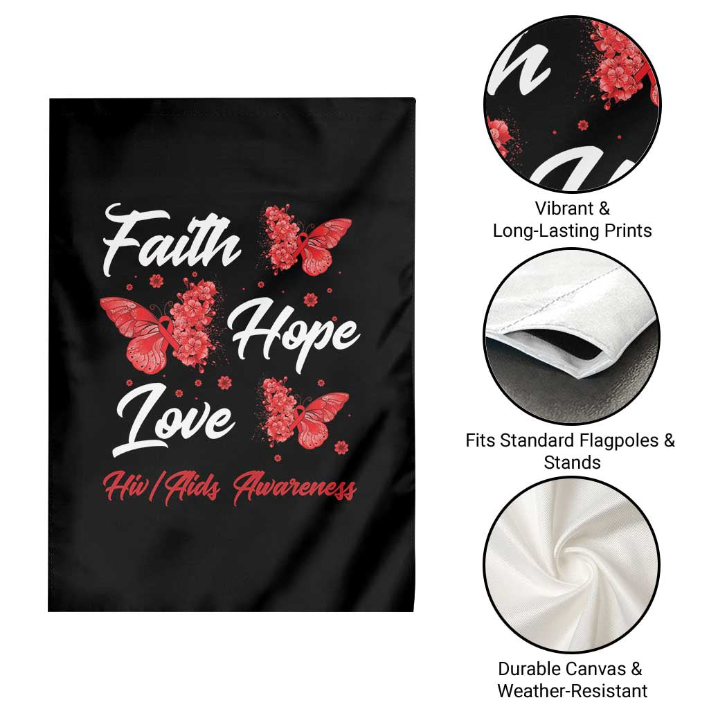Faith Hope Love HIV AIDS Awareness Butterfly Gift Garden Flag - Wonder Print Shop