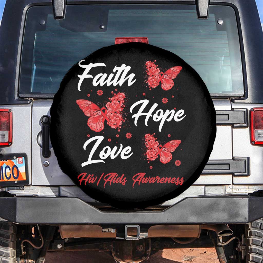 Faith Hope Love HIV AIDS Awareness Butterfly Gift Spare Tire Cover - Wonder Print Shop