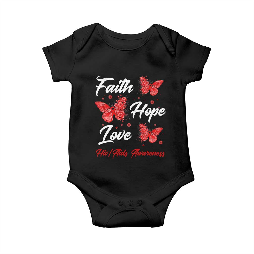 Faith Hope Love HIV AIDS Awareness Butterfly Gift Baby Onesie - Wonder Print Shop