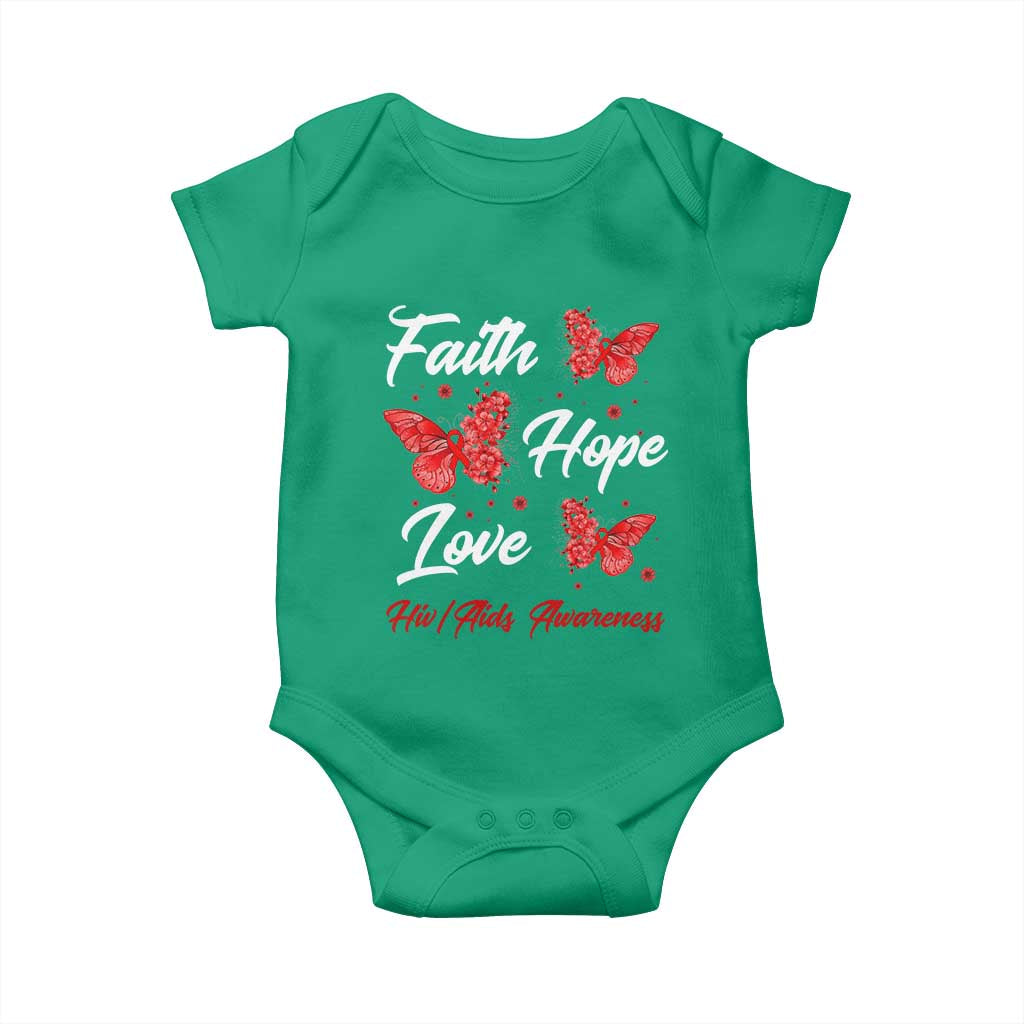 Faith Hope Love HIV AIDS Awareness Butterfly Gift Baby Onesie - Wonder Print Shop