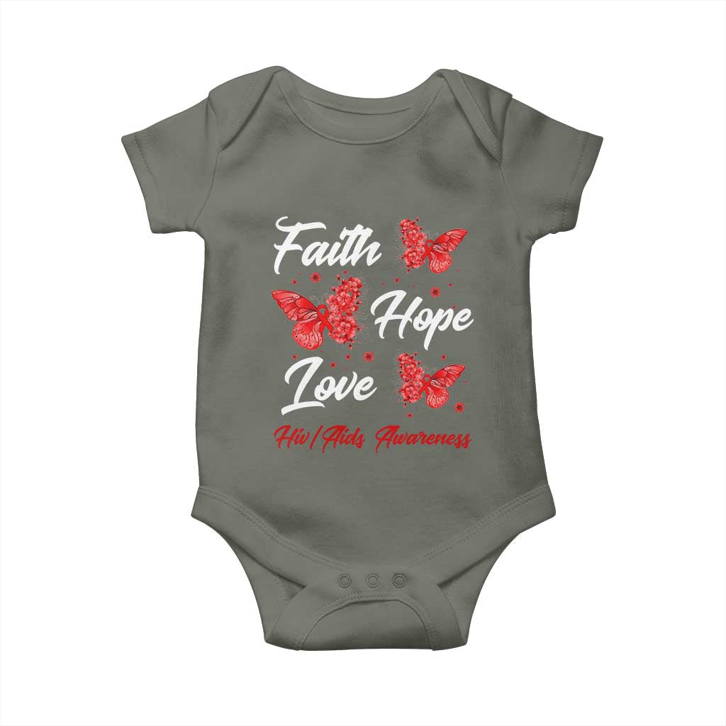 Faith Hope Love HIV AIDS Awareness Butterfly Gift Baby Onesie - Wonder Print Shop
