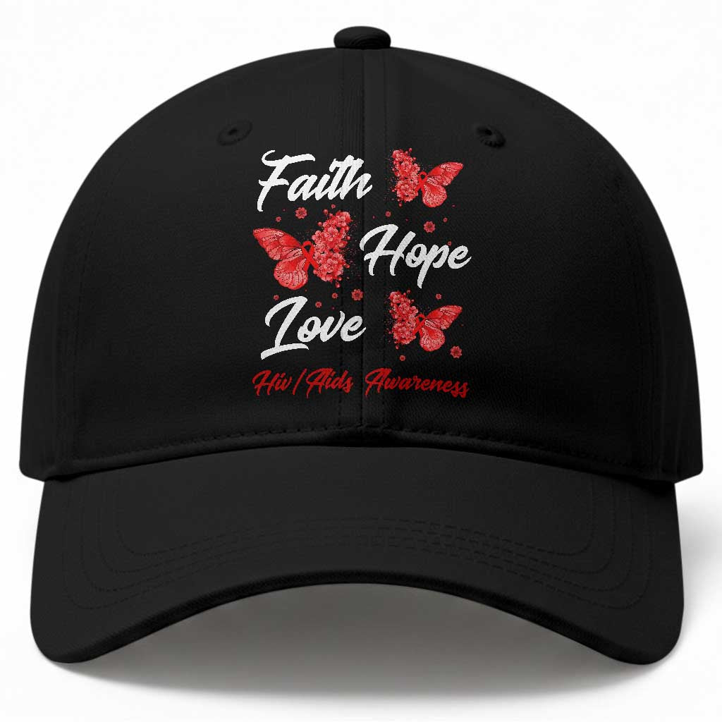 Faith Hope Love HIV AIDS Awareness Butterfly Gift Baseball Cap