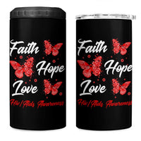 Faith Hope Love HIV AIDS Awareness Butterfly Gift 4 in 1 Can Cooler Tumbler - Wonder Print Shop