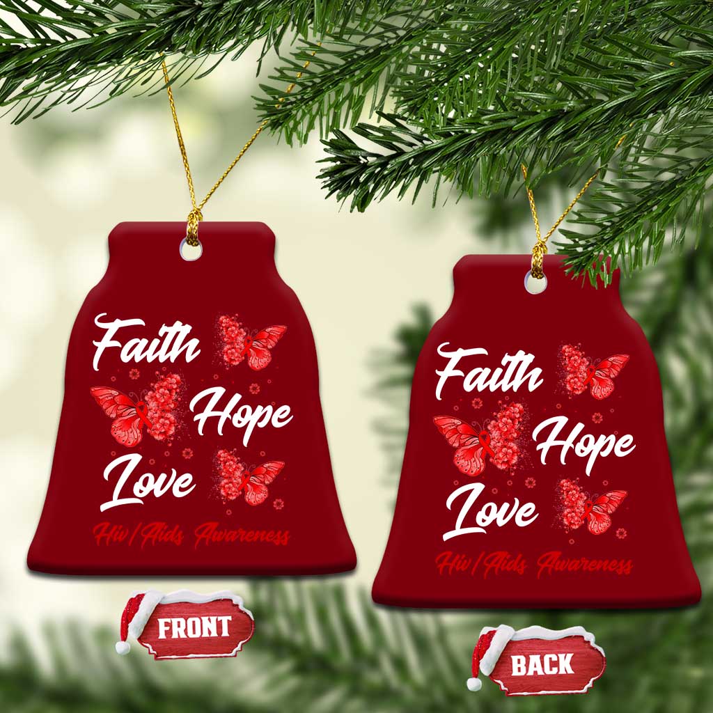 Faith Hope Love HIV AIDS Awareness Butterfly Gift Ceramic Ornament - Wonder Print Shop