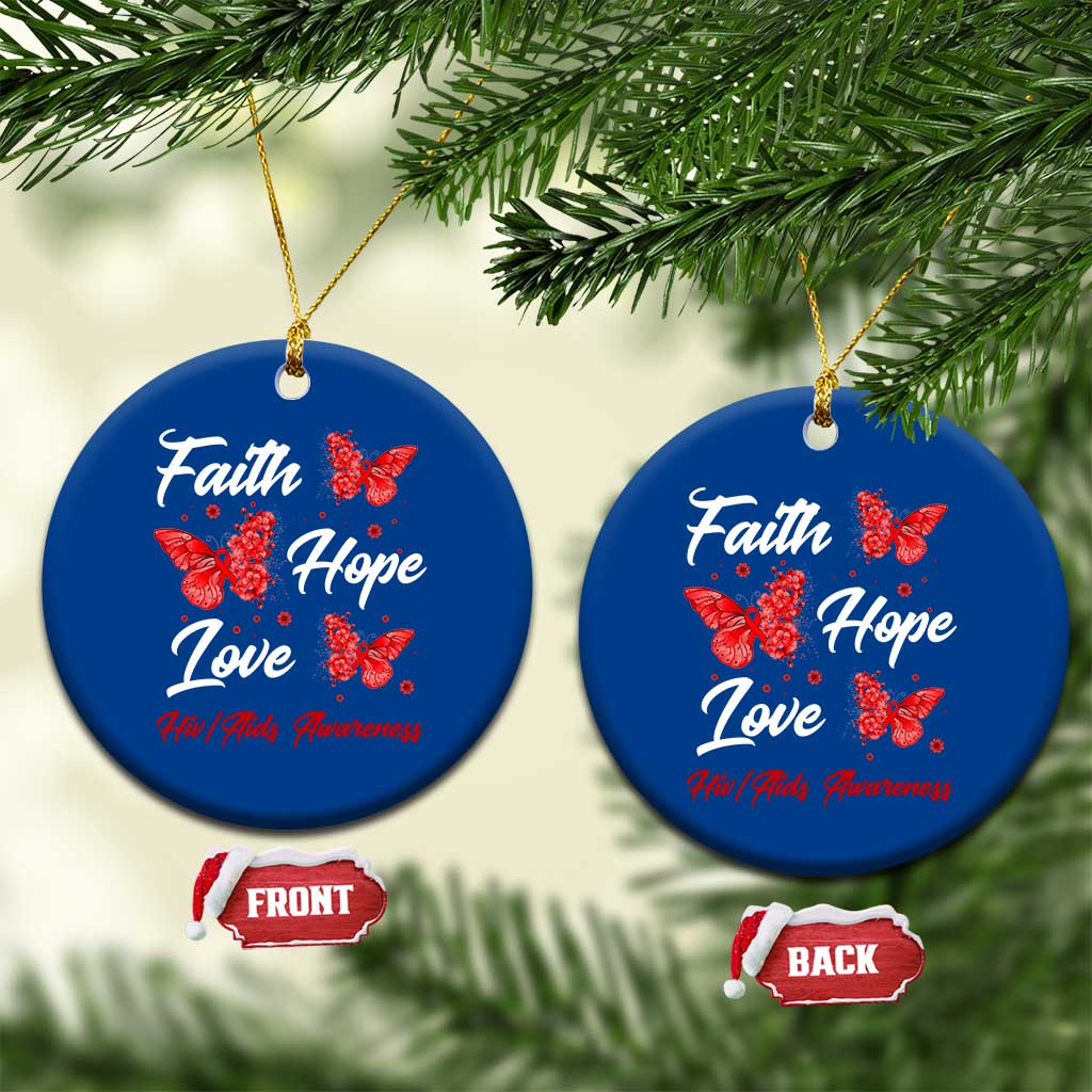 Faith Hope Love HIV AIDS Awareness Butterfly Gift Ceramic Ornament - Wonder Print Shop