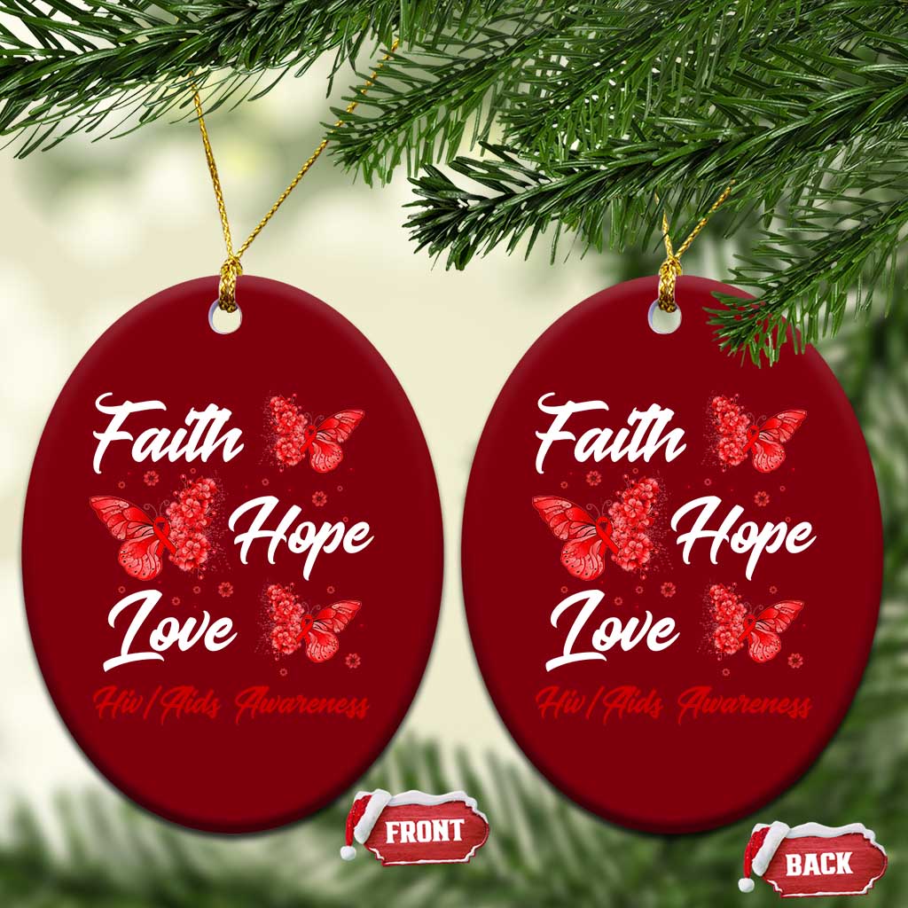 Faith Hope Love HIV AIDS Awareness Butterfly Gift Ceramic Ornament - Wonder Print Shop