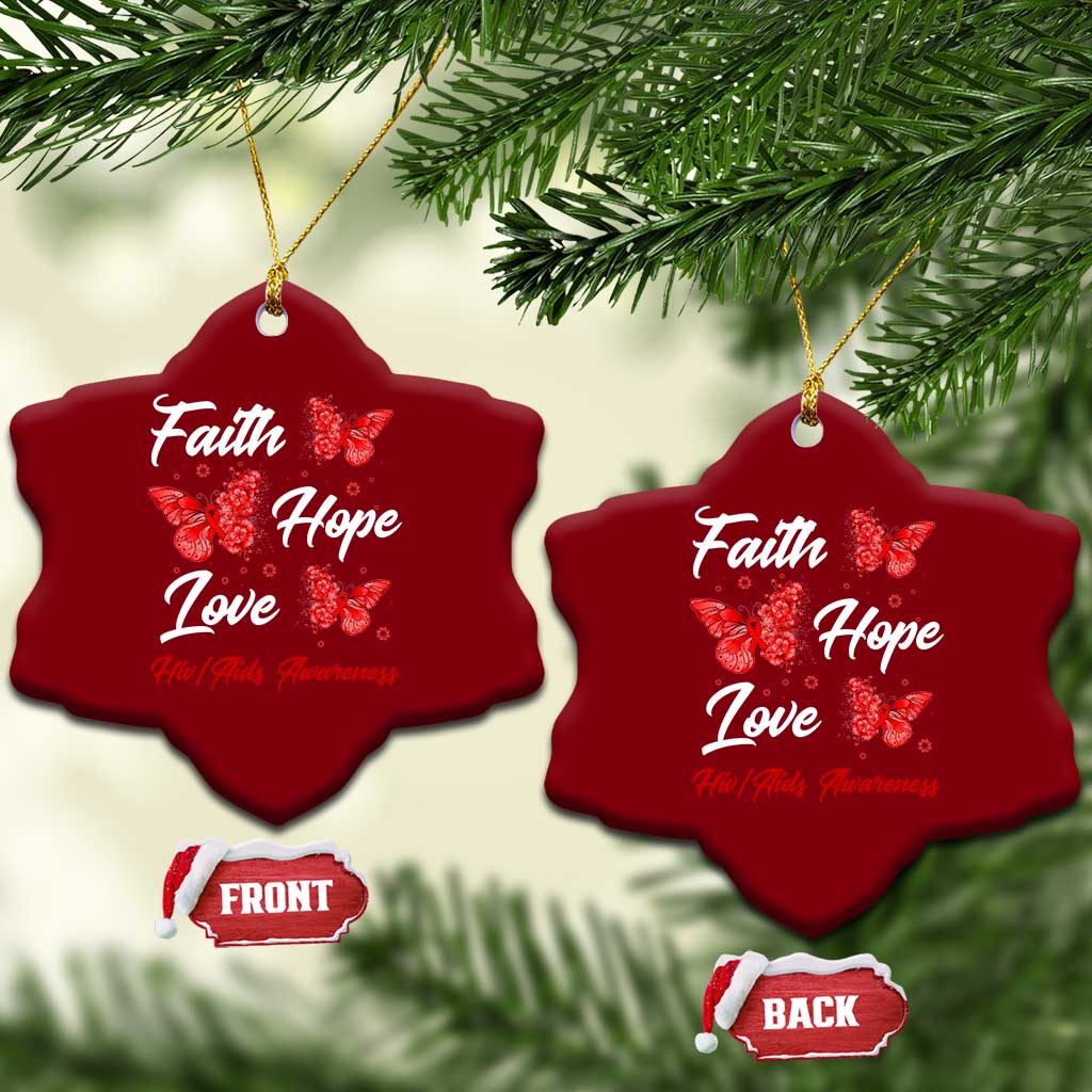 Faith Hope Love HIV AIDS Awareness Butterfly Gift Ceramic Ornament - Wonder Print Shop