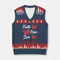 Faith Hope Love HIV AIDS Awareness Butterfly Gift V-Neck Knit Sweater Vest - Wonder Print Shop