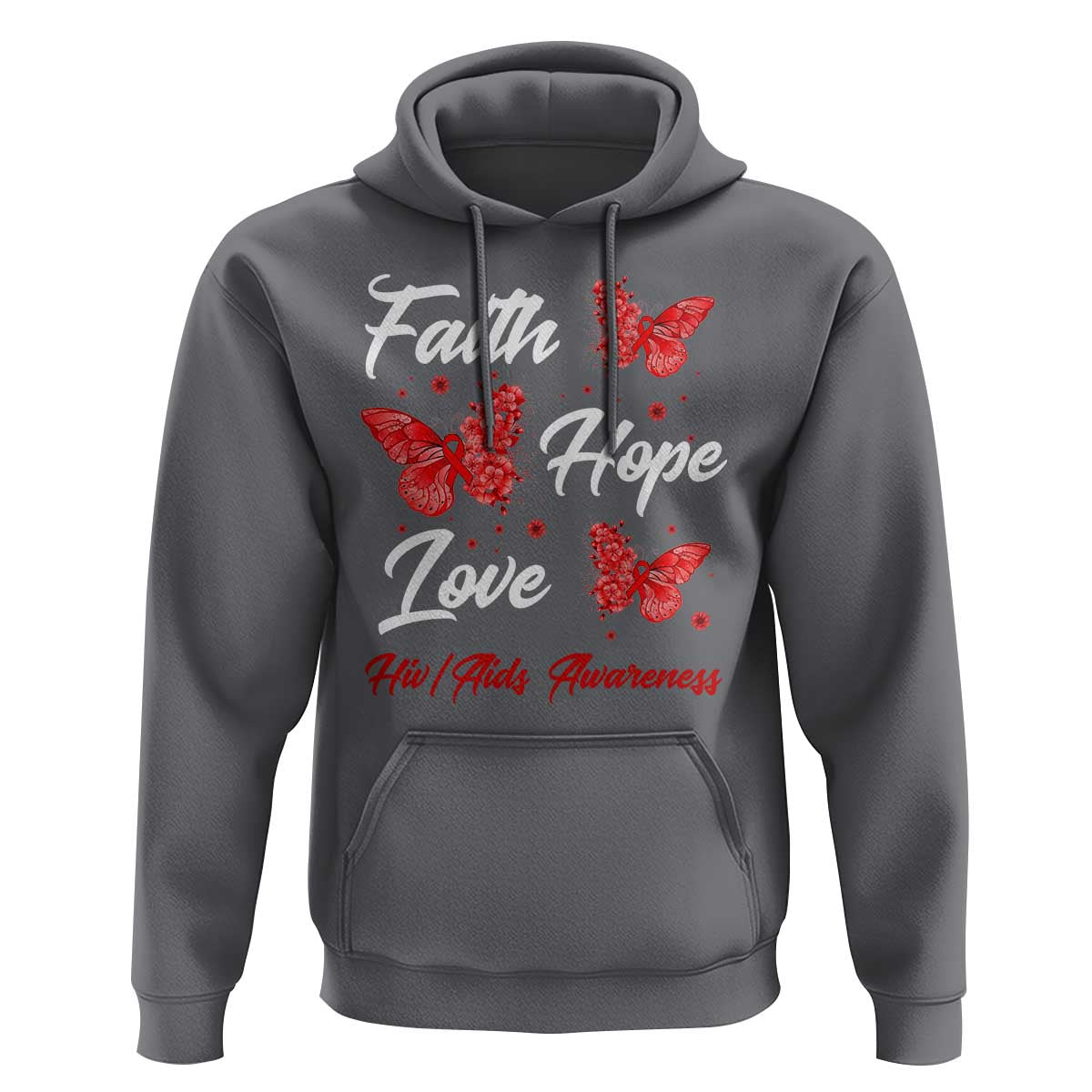 Faith Hope Love HIV AIDS Awareness Butterfly Gift Hoodie - Wonder Print Shop