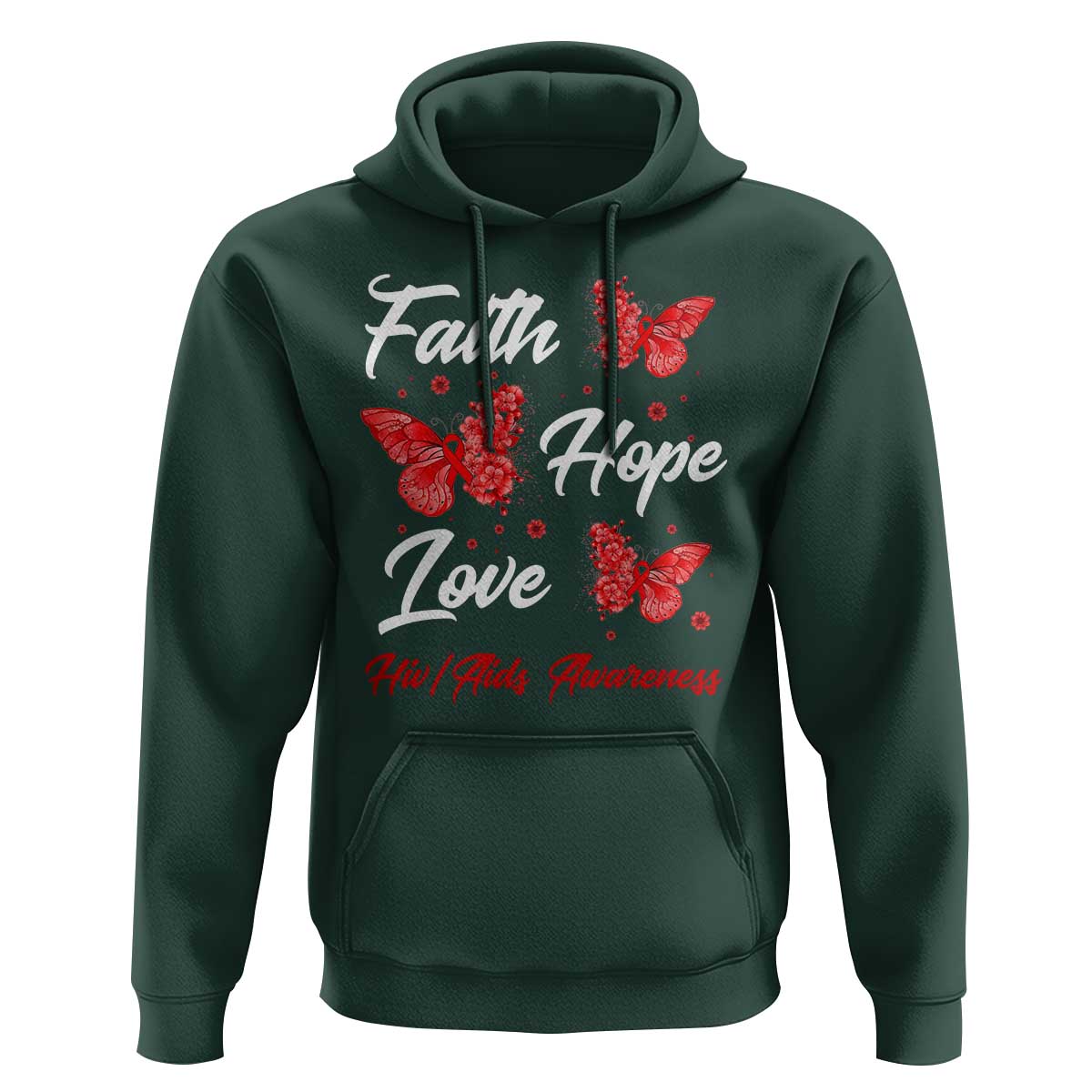 Faith Hope Love HIV AIDS Awareness Butterfly Gift Hoodie - Wonder Print Shop