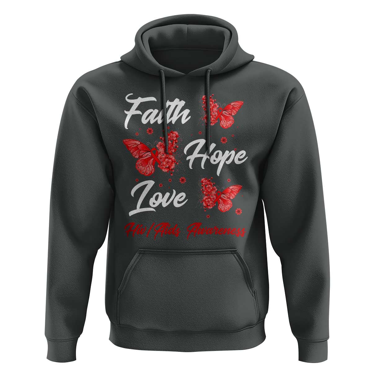 Faith Hope Love HIV AIDS Awareness Butterfly Gift Hoodie - Wonder Print Shop