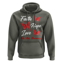 Faith Hope Love HIV AIDS Awareness Butterfly Gift Hoodie - Wonder Print Shop