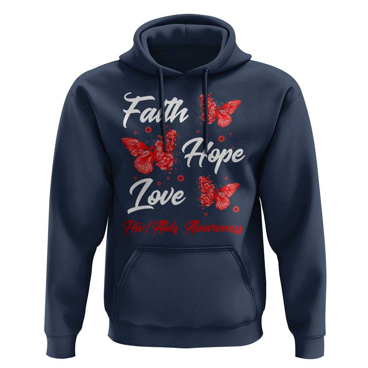Faith Hope Love HIV AIDS Awareness Butterfly Gift Hoodie - Wonder Print Shop