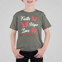 Faith Hope Love HIV AIDS Awareness Butterfly Gift T Shirt For Kid - Wonder Print Shop