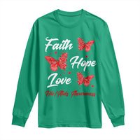 Faith Hope Love HIV AIDS Awareness Butterfly Gift Long Sleeve Shirt - Wonder Print Shop