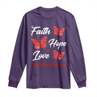 Faith Hope Love HIV AIDS Awareness Butterfly Gift Long Sleeve Shirt - Wonder Print Shop