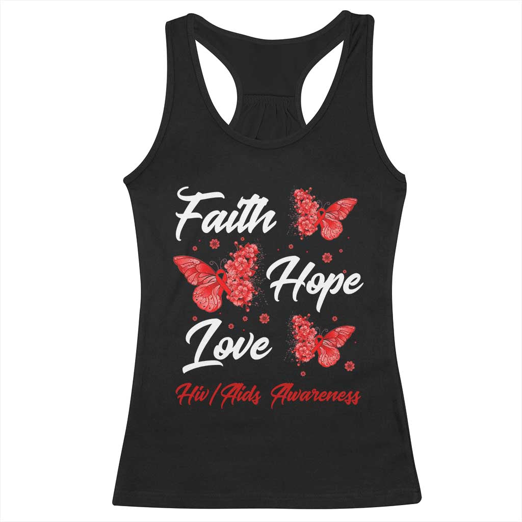 Faith Hope Love HIV AIDS Awareness Butterfly Gift Racerback Tank Top - Wonder Print Shop