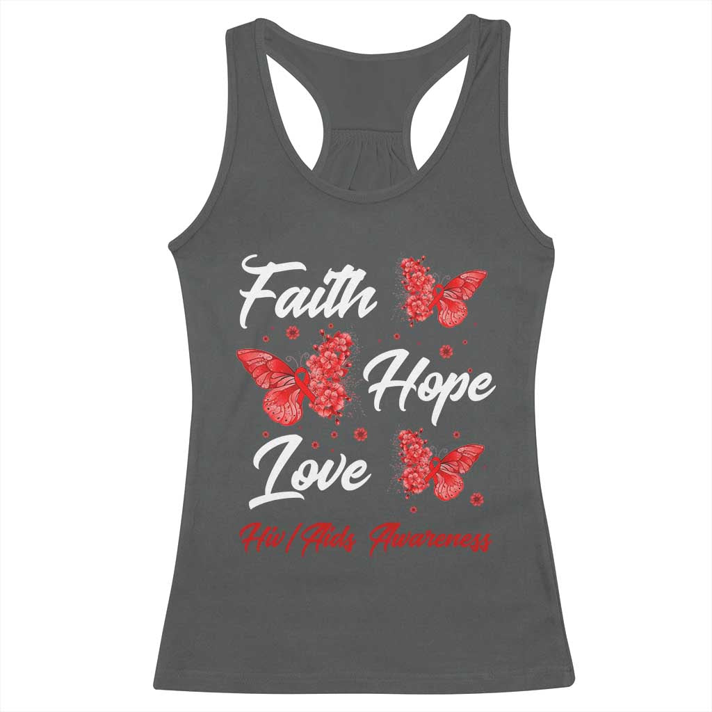Faith Hope Love HIV AIDS Awareness Butterfly Gift Racerback Tank Top - Wonder Print Shop