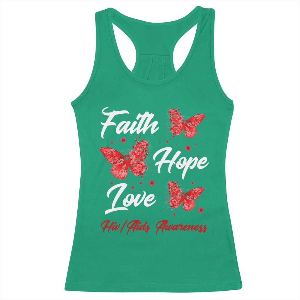 Faith Hope Love HIV AIDS Awareness Butterfly Gift Racerback Tank Top - Wonder Print Shop