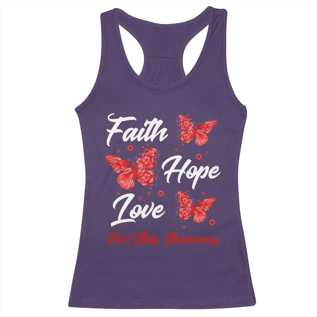 Faith Hope Love HIV AIDS Awareness Butterfly Gift Racerback Tank Top - Wonder Print Shop