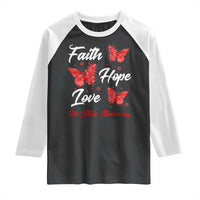 Faith Hope Love HIV AIDS Awareness Butterfly Gift Raglan Shirt - Wonder Print Shop