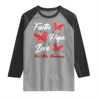 Faith Hope Love HIV AIDS Awareness Butterfly Gift Raglan Shirt - Wonder Print Shop