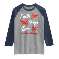 Faith Hope Love HIV AIDS Awareness Butterfly Gift Raglan Shirt - Wonder Print Shop