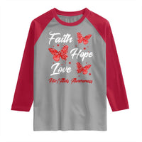 Faith Hope Love HIV AIDS Awareness Butterfly Gift Raglan Shirt - Wonder Print Shop