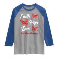 Faith Hope Love HIV AIDS Awareness Butterfly Gift Raglan Shirt - Wonder Print Shop
