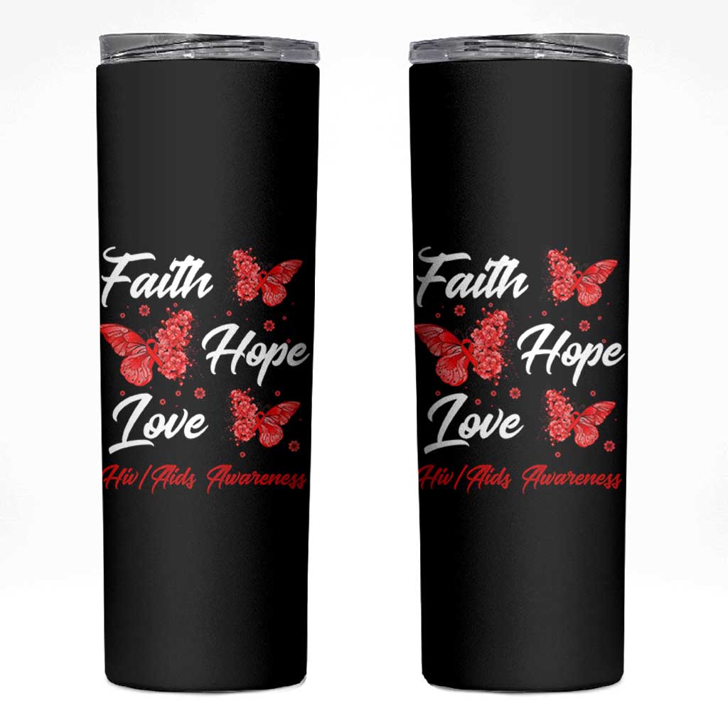 Faith Hope Love HIV AIDS Awareness Butterfly Gift Skinny Tumbler - Wonder Print Shop