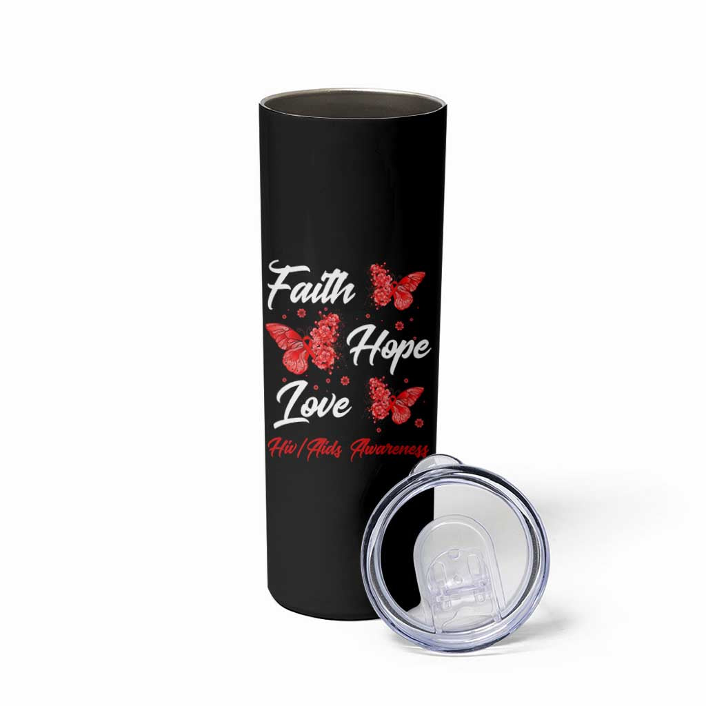 Faith Hope Love HIV AIDS Awareness Butterfly Gift Skinny Tumbler - Wonder Print Shop