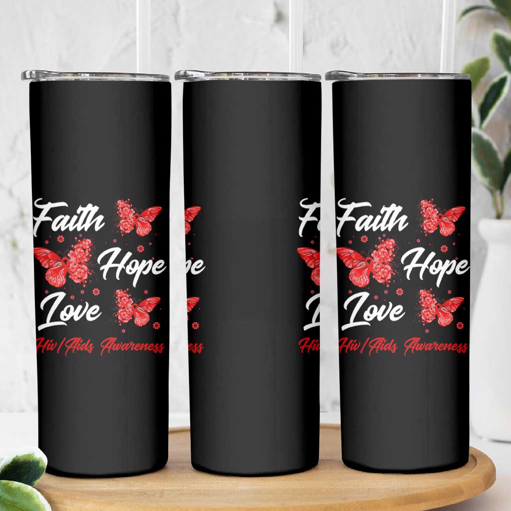 Faith Hope Love HIV AIDS Awareness Butterfly Gift Skinny Tumbler - Wonder Print Shop