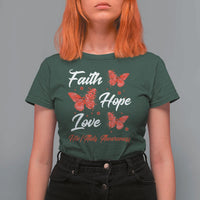 Faith Hope Love HIV AIDS Awareness Butterfly Gift T Shirt For Women - Wonder Print Shop