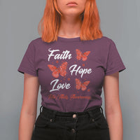 Faith Hope Love HIV AIDS Awareness Butterfly Gift T Shirt For Women - Wonder Print Shop