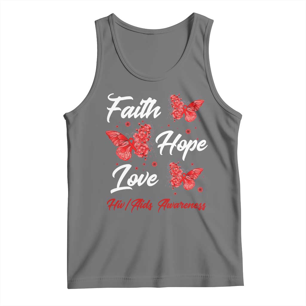 Faith Hope Love HIV AIDS Awareness Butterfly Gift Tank Top - Wonder Print Shop