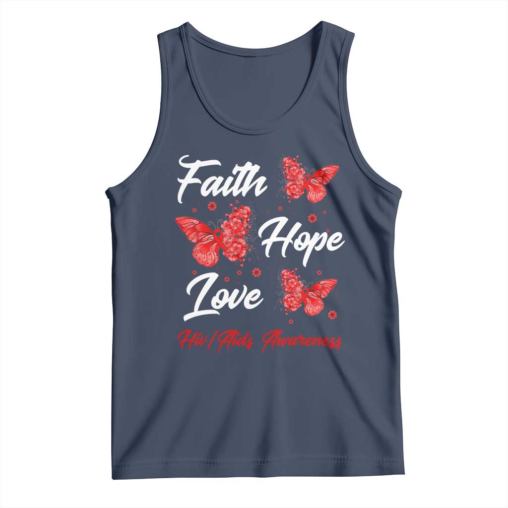 Faith Hope Love HIV AIDS Awareness Butterfly Gift Tank Top - Wonder Print Shop