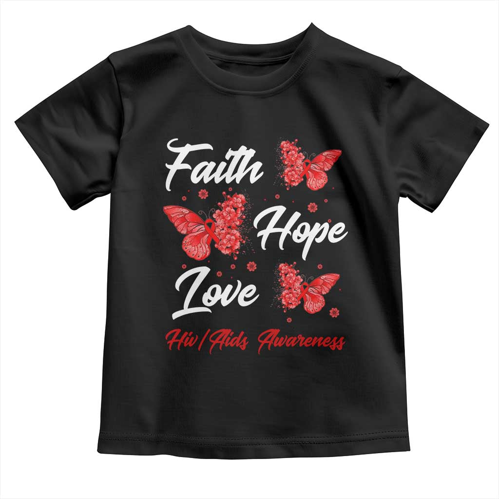Faith Hope Love HIV AIDS Awareness Butterfly Gift Toddler T Shirt - Wonder Print Shop