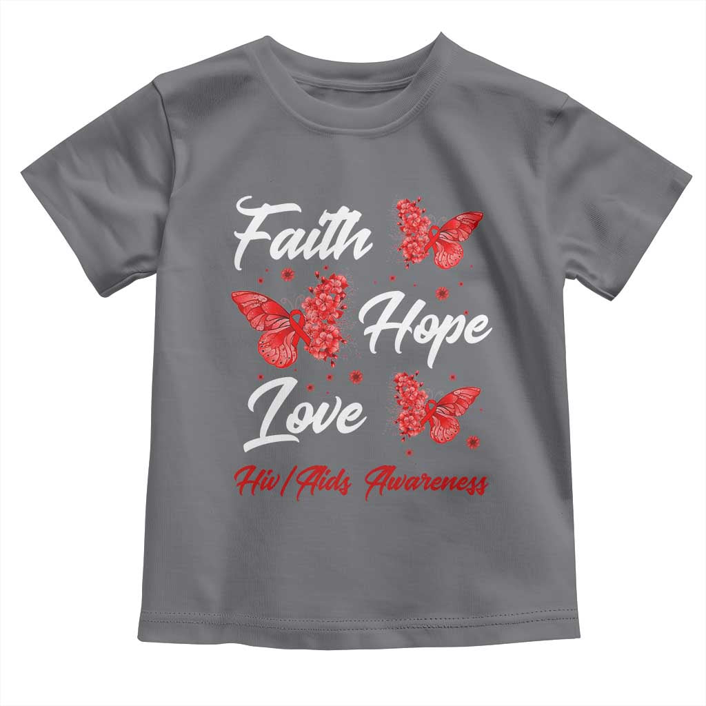 Faith Hope Love HIV AIDS Awareness Butterfly Gift Toddler T Shirt - Wonder Print Shop
