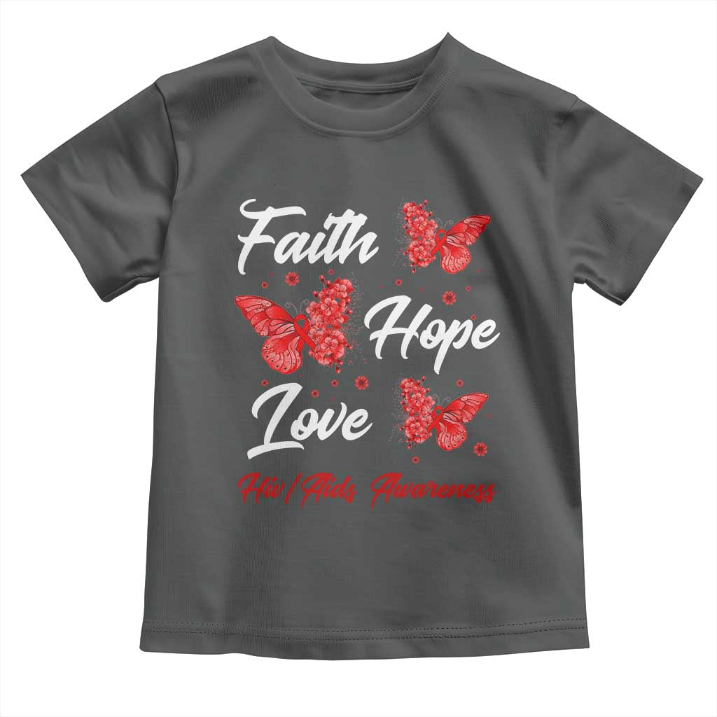 Faith Hope Love HIV AIDS Awareness Butterfly Gift Toddler T Shirt - Wonder Print Shop