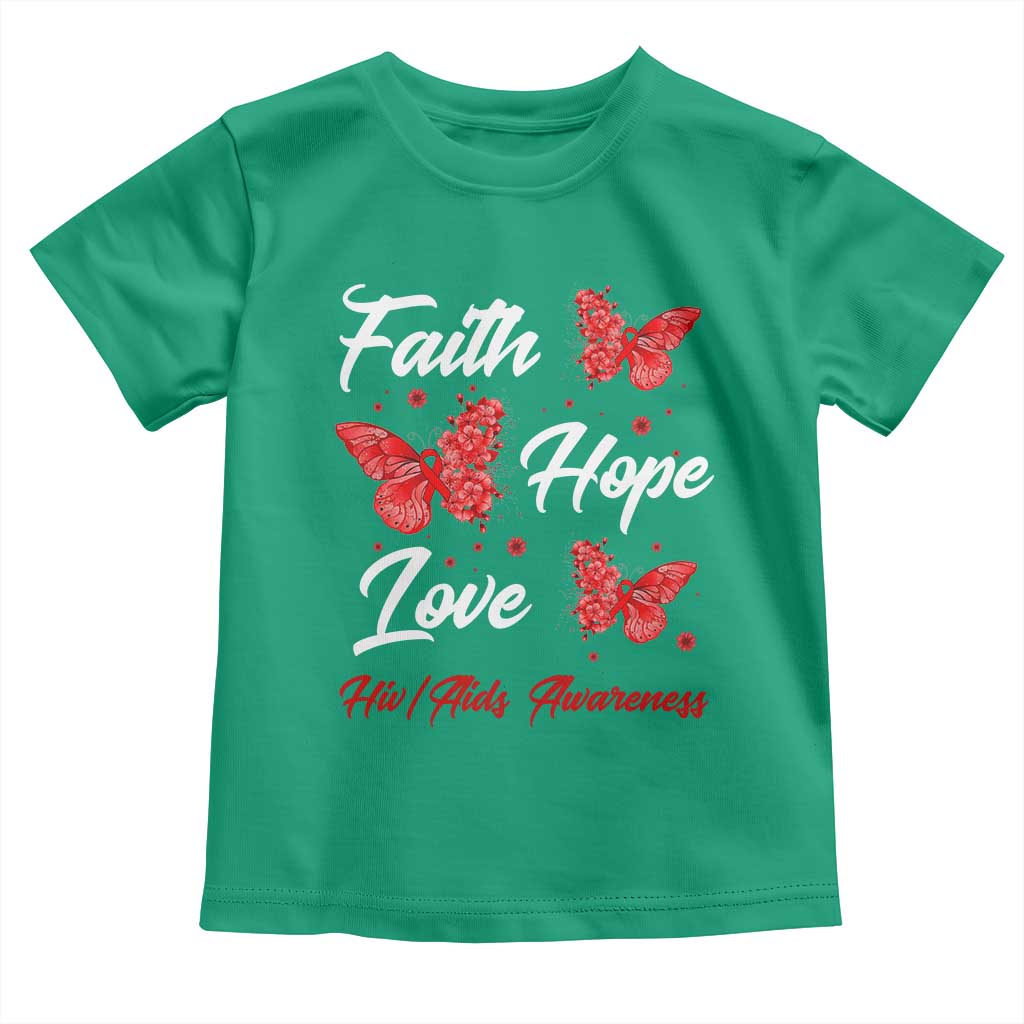 Faith Hope Love HIV AIDS Awareness Butterfly Gift Toddler T Shirt - Wonder Print Shop