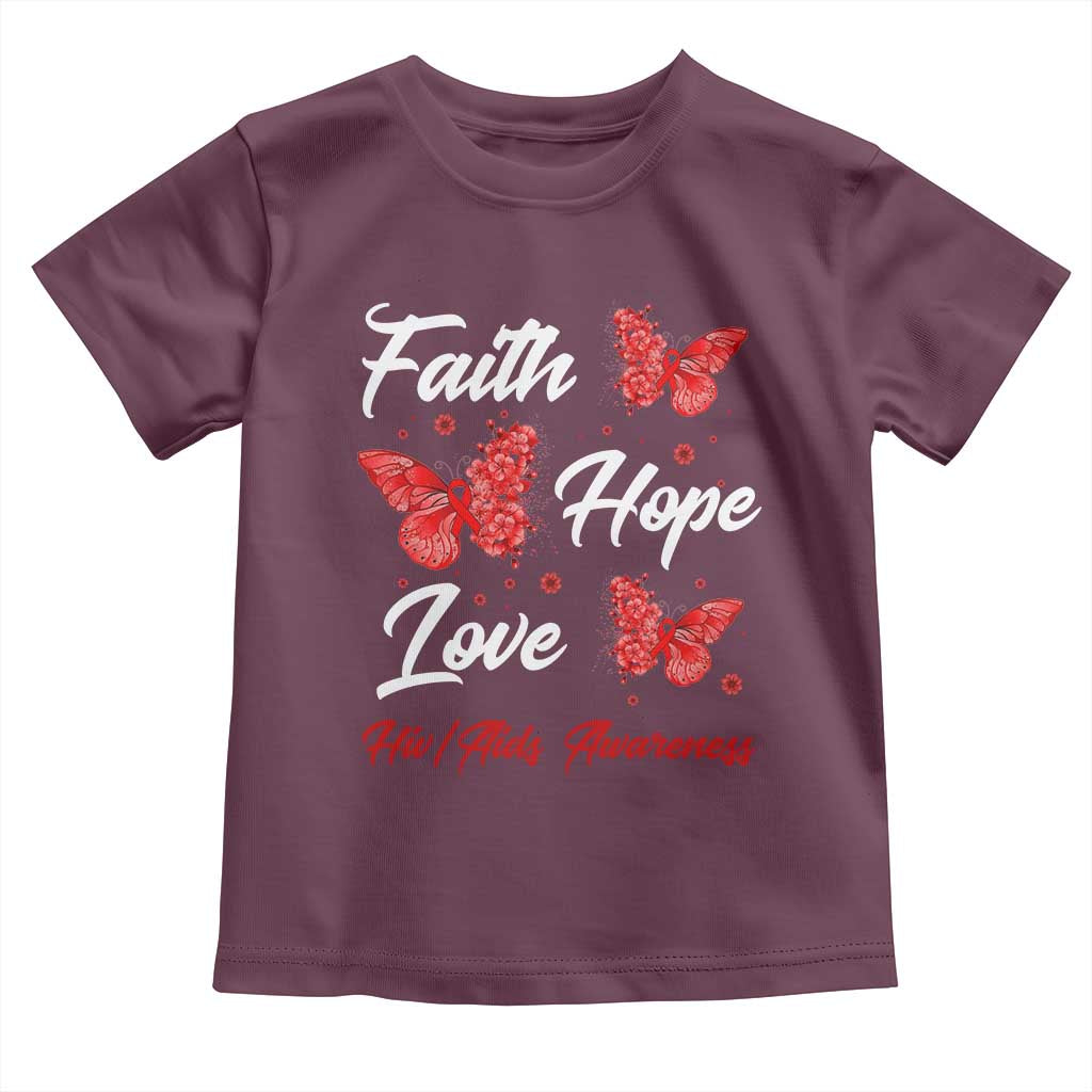 Faith Hope Love HIV AIDS Awareness Butterfly Gift Toddler T Shirt - Wonder Print Shop