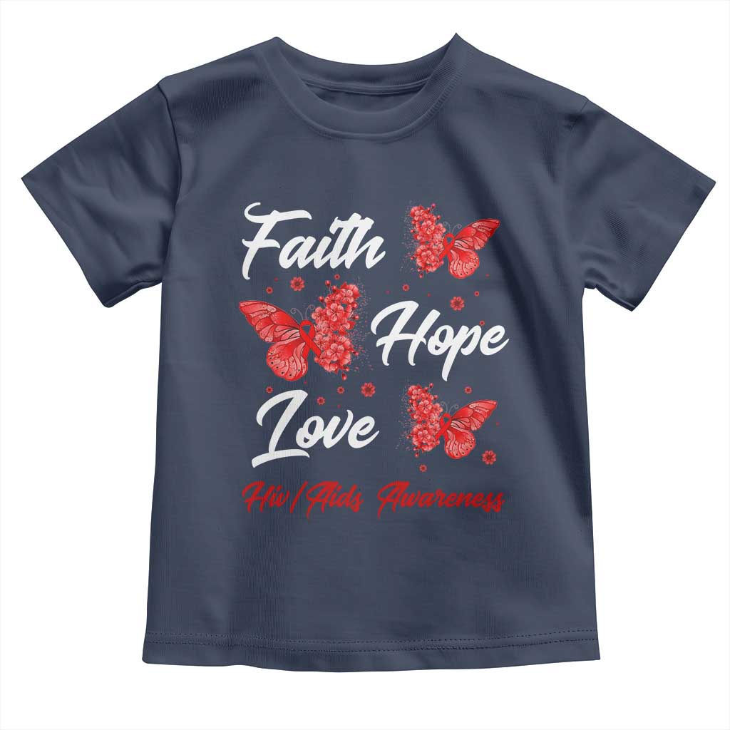 Faith Hope Love HIV AIDS Awareness Butterfly Gift Toddler T Shirt - Wonder Print Shop
