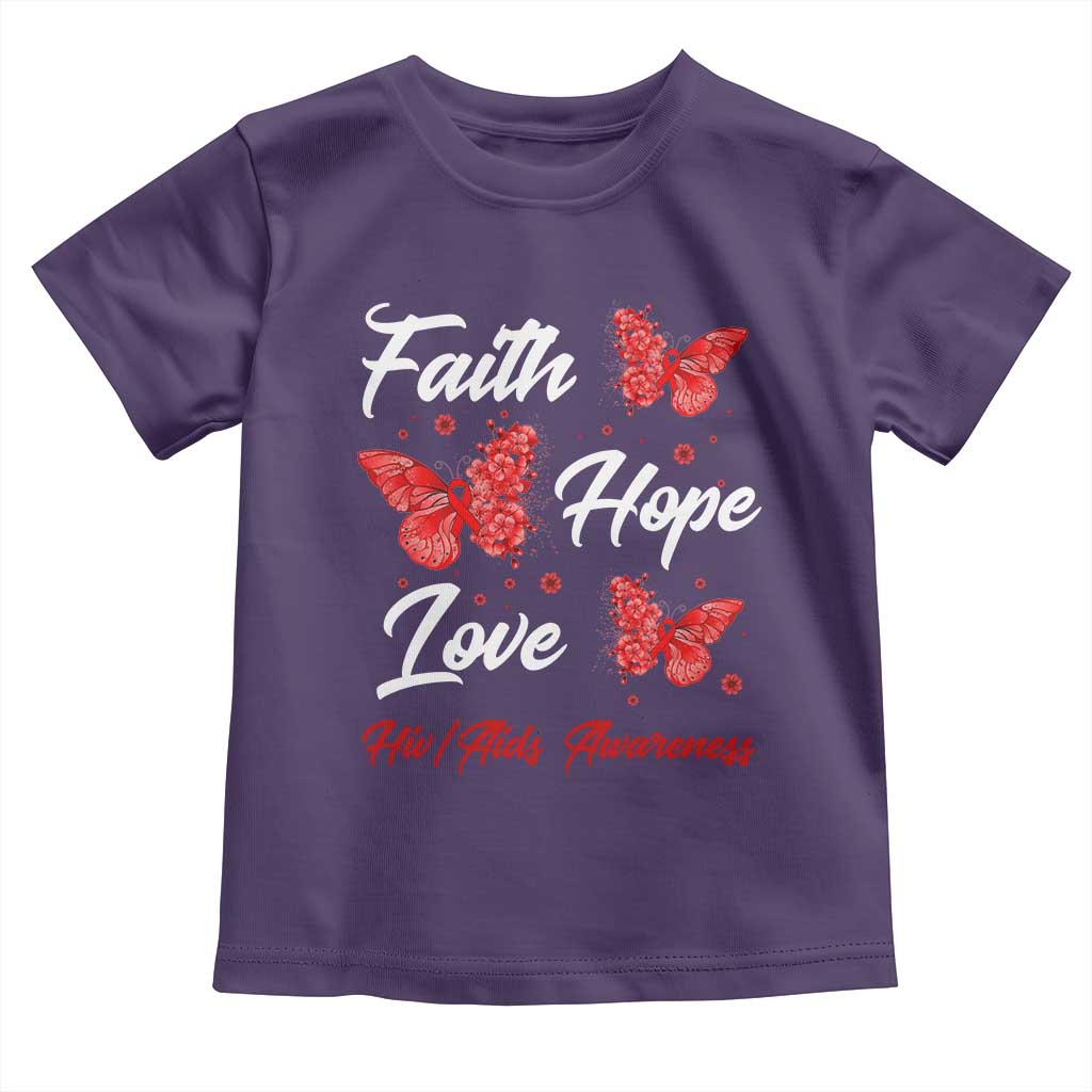 Faith Hope Love HIV AIDS Awareness Butterfly Gift Toddler T Shirt - Wonder Print Shop
