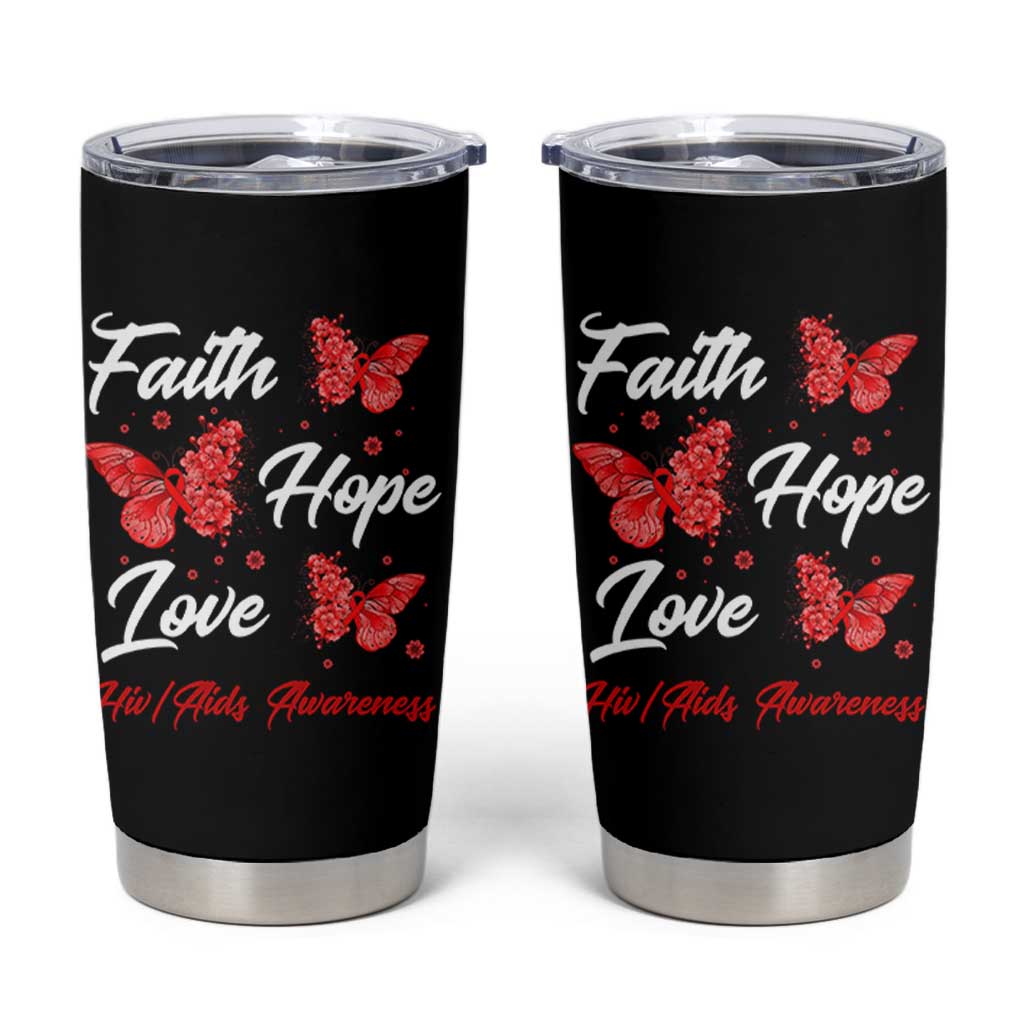 Faith Hope Love HIV AIDS Awareness Butterfly Gift Tumbler Cup - Wonder Print Shop