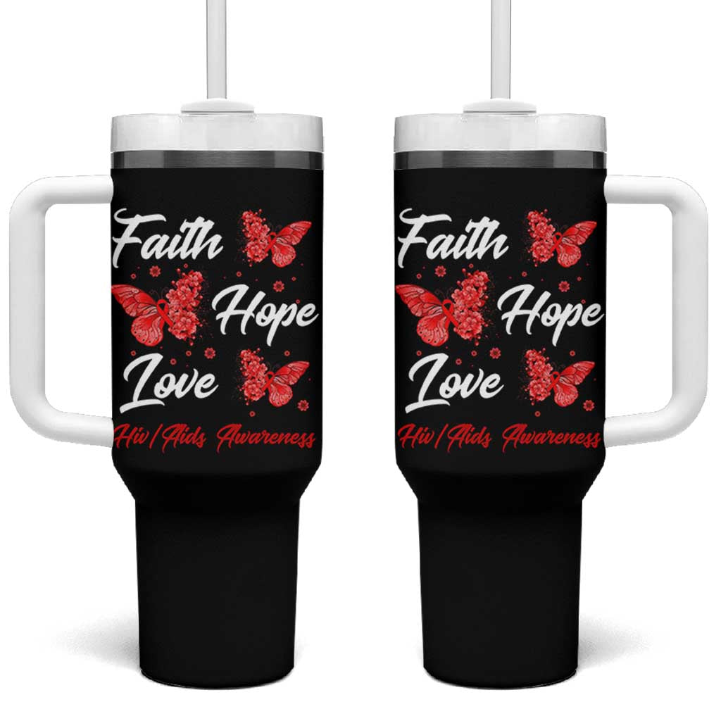 Faith Hope Love HIV AIDS Awareness Butterfly Gift Tumbler With Handle - Wonder Print Shop