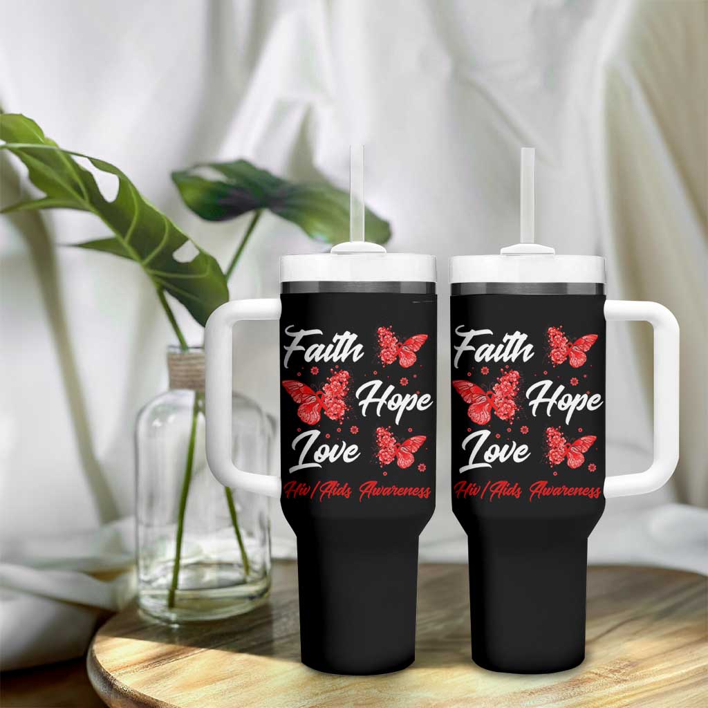 Faith Hope Love HIV AIDS Awareness Butterfly Gift Tumbler With Handle - Wonder Print Shop