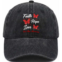 Faith Hope Love HIV AIDS Awareness Butterfly Gift Washed Cotton Baseball Cap