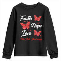 Faith Hope Love HIV AIDS Awareness Butterfly Gift Youth Sweatshirt - Wonder Print Shop