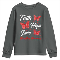 Faith Hope Love HIV AIDS Awareness Butterfly Gift Youth Sweatshirt - Wonder Print Shop